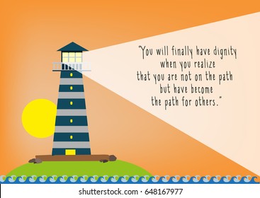 A Lighthouse with Inspirational Quotation. Editable Clip Art. 