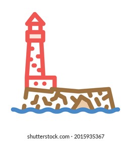 vector de icono de color de isla de faro. señal de la isla del faro. ilustración de símbolo aislado