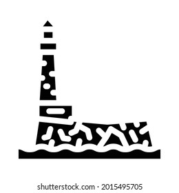vector de icono de glifo de isla de faro. señal de la isla del faro. símbolo de contorno aislado ilustración negra