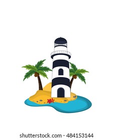 lighthouse and island  icon