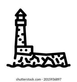 lighthouse island line icon vector. lighthouse island sign. isolated contour symbol black illustration