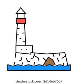lighthouse island line icon vector. lighthouse island sign. isolated symbol illustration