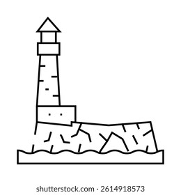 lighthouse island line icon vector. lighthouse island sign. isolated contour symbol black illustration