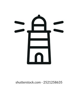 Icono aislado del faro, símbolo del Vector de la casa ligera con el movimiento editable