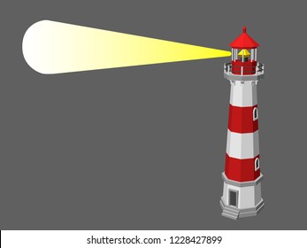 Lighthouse. Isolated on grey background. 3d Vector illustration.