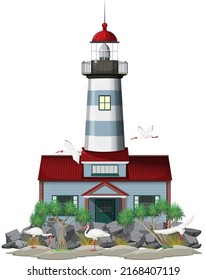 Lighthouse isolated on white background illustration
