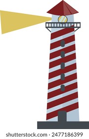 Lighthouse isolated on white background. Cartoon beacon illustration vector.
