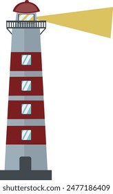 Lighthouse isolated on white background. Cartoon beacon illustration vector.