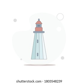 lighthouse isolated vector flat illustration on white background