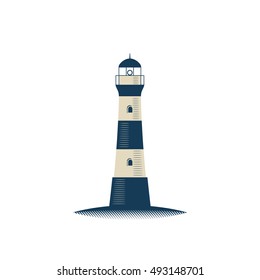 Lighthouse isolated vector illustration on white background.