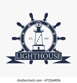 Lighthouse label,logo or badge template. Vector illustration.