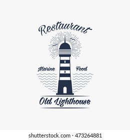 Lighthouse label,logo or badge template. Vector illustration.