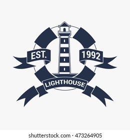 Lighthouse label,logo or badge template. Vector illustration.