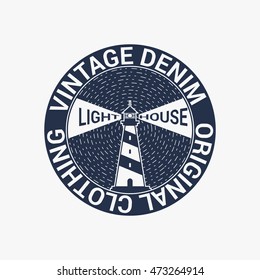 Lighthouse label,logo or badge template. Vector illustration.
