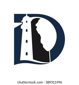 lighthouse and letter d logo vector.