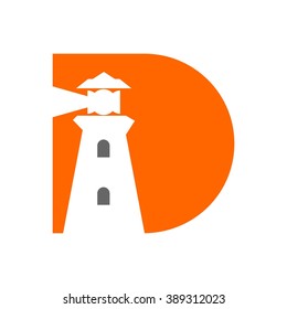 lighthouse and letter d logo vector.