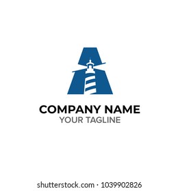 Lighthouse and Letter A Logo Template