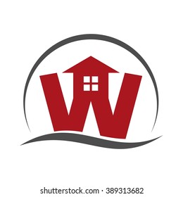 lighthouse and letter w logo vector.