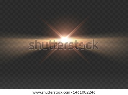 Lighthouse light effect isolated on transparent background. Realistic glow projector, headlight, spotlight, stage ray. Vector bright lighthouse or beacon lights at night.