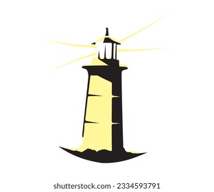 
lighthouse with light on the coast