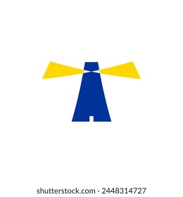 lighthouse with light rays logo icon vector design
