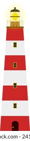Faro con vistas al mar. Ilustración vectorial. Icono del faro.