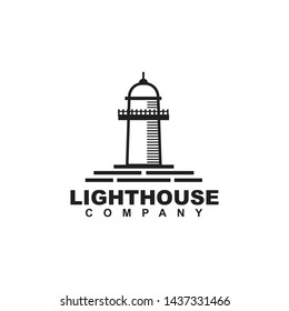 Lighthouse line art design vector template