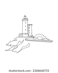 Lighthouse line art illustration, line art , one line art, eps, pdf, tower...