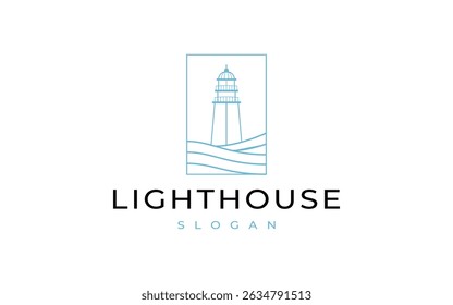 Ilustración vectorial de diseño de logotipo de arte de línea de faro