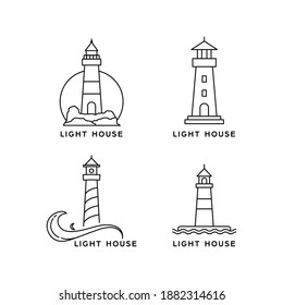 Lighthouse Line Art Style Logo Design Stock Vector (Royalty Free ...