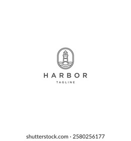 Lighthouse line art style logo design template flat vector