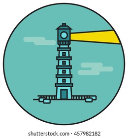 Lighthouse (Line Art Vector Illustration in Flat Style Design)