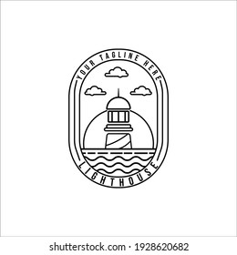 lighthouse line art vector logo illustration design