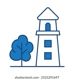 Lighthouse Line Editable Stroke Icons. Real Estate, House, Home, Apartment, Cityscape Architecture Buildings Icons Vector Illustration