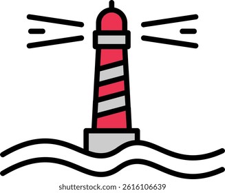 Lighthouse Line Filled Vector Icon Design