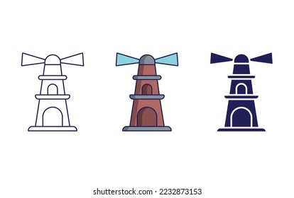 Lighthouse line and glyph icon, vector illustration