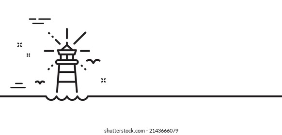 Lighthouse line icon. Beacon tower sign. Searchlight building symbol. Minimal line illustration background. Lighthouse line icon pattern banner. White web template concept. Vector