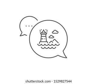 Lighthouse line icon. Chat bubble design. Beacon tower sign. Searchlight building symbol. Outline concept. Thin line lighthouse icon. Vector