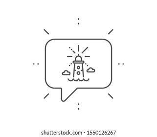 Lighthouse line icon. Chat bubble design. Beacon tower sign. Searchlight building symbol. Outline concept. Thin line lighthouse icon. Vector