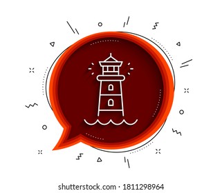 Lighthouse line icon. Chat bubble with shadow. Searchlight tower sign. Beacon symbol. Thin line lighthouse icon. Vector