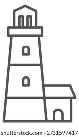 Leuchtturmzeilensymbol. Küstenwache. Navigationsgebäude