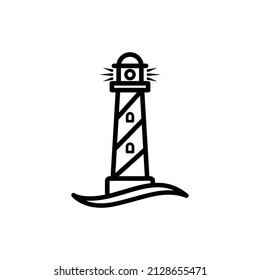 lighthouse line icon design vector template