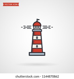 Lighthouse line  icon isolated on white background. Vector colored outline symbol.