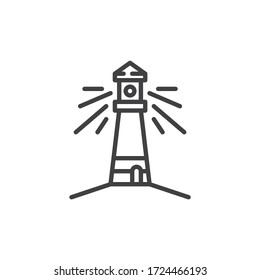 Lighthouse line icon. linear style sign for mobile concept and web design. Beacon tower, lighthouse  outline vector icon. Symbol, logo illustration. Vector graphics