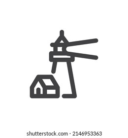 Lighthouse line icon. linear style sign for mobile concept and web design. Beacon tower outline vector icon. Symbol, logo illustration. Vector graphics