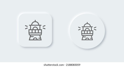 Lighthouse line icon in neomorphic design style. Beacon light signs vector illustration.