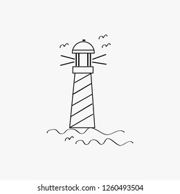 Lighthouse Line Icon On White Background , vector illustration 
