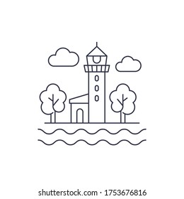 lighthouse line icon on white