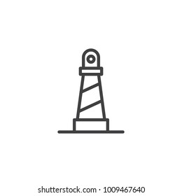 Lighthouse line icon, outline vector sign, linear style pictogram isolated on white. Beacon symbol, logo illustration. Editable stroke
