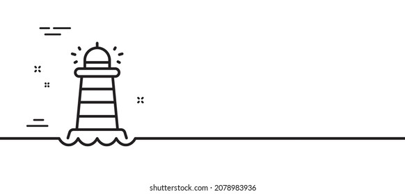 Lighthouse line icon. Searchlight tower sign. Beacon symbol. Minimal line illustration background. Lighthouse line icon pattern banner. White web template concept. Vector